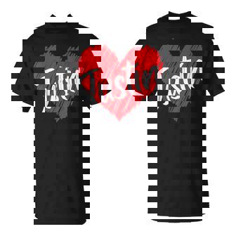 I Love Justin Heart Personalized Name Justin T-Shirt - Seseable