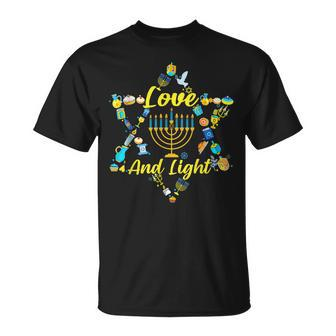 Love And Light Hanukkah Jew Menorah Jewish Chanukah T-Shirt - Seseable