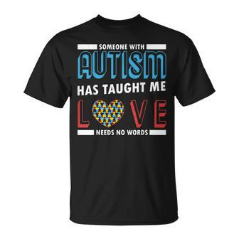 Love Needs No Words Puzzle Heart Cool Autism Awareness T-Shirt - Monsterry UK