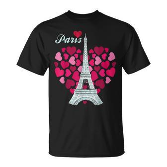 Love Paris Heart Eiffel Tower Souvenir France French Love T-Shirt - Seseable