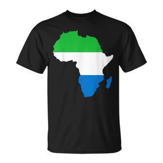 Love Sierra Leone With Sierra Leonean Flag In Africa Map T-Shirt - Monsterry UK