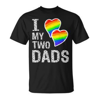 I Love My Two Dads Lgbt Pride Month And Father's Day Heart T-Shirt - Monsterry UK