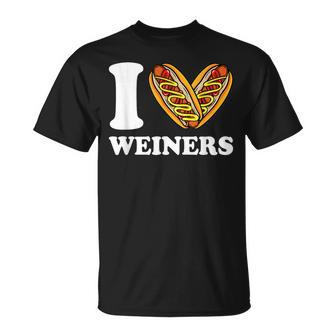 I Love Weiners Hotdogs Wiener Frank Sausage Bun T-Shirt - Monsterry DE