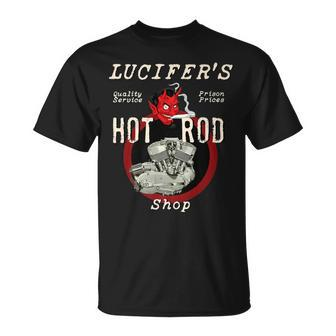 Lucifer's Hot Rod Shop Rockabilly Retro Sporty Ironhead Hot T-Shirt - Monsterry DE