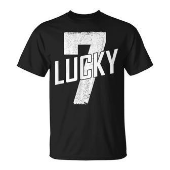 Lucky Seven Distressed In White Lucky Number 7 T-Shirt - Monsterry AU