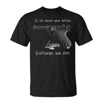 Luger Treffsicher Seit 1908 Pistol Parabellum 9 Mm T-Shirt - Seseable