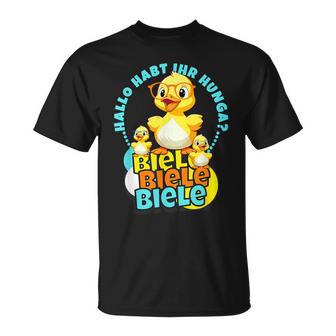 Lustige Enten Hallo Habt Ihr Hunger Biele Biele Biele T-Shirt - Geschenkecke