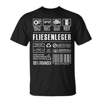 Lustiges Fliesenleger Themen-T-Shirt mit Sprüchen, Herren Schwarz - Seseable
