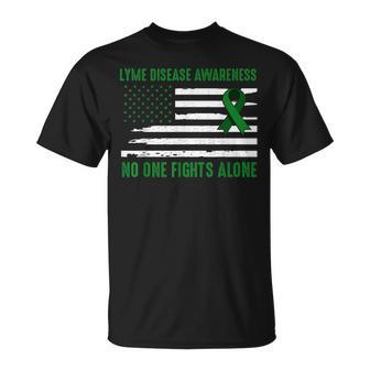 Lyme Disease Awareness Green Ribbon Lime Us Flag T-Shirt - Monsterry AU