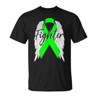 Lymphoma Cancer Fighter Lime Ribbon Angel Wingsr T-Shirt - Monsterry AU