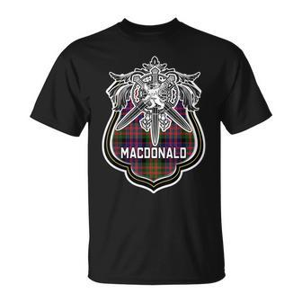 Macdonald Scottish Clan Family Tartan Lion Sword Name T-Shirt - Seseable