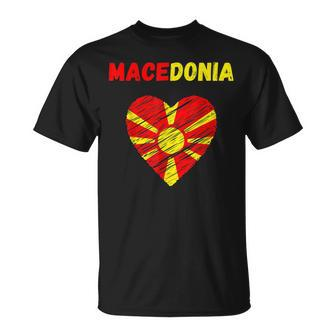 Macedonia Flag Holiday Macedonia Heart Macedonian Flag T-Shirt - Monsterry AU