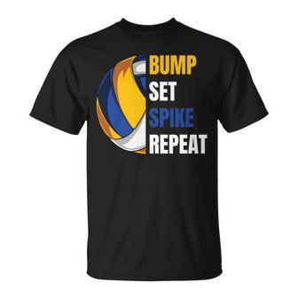 Mädchenolleyball Motiv Bump Set Spike Repeatolleyball T-Shirt - Seseable