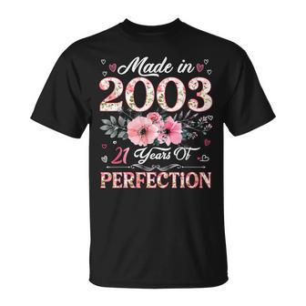 Made In 2003 Floral 21 Years Old 21St Birthday Women T-Shirt - Thegiftio UK