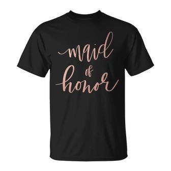 Maid Of Honor Bride Bachelorette Party With Rose Gold T-Shirt - Monsterry AU