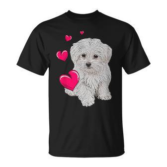 Maltese Dog And Heart Dog T-Shirt - Seseable