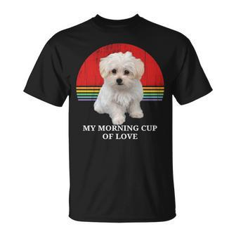 Maltese Puppies Lover Retro Sunset Pet Owner Love Gif T-Shirt | Mazezy