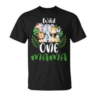 Mama Of The Wild One Zoo Birthday Safari Jungle Animal T-Shirt - Thegiftio UK