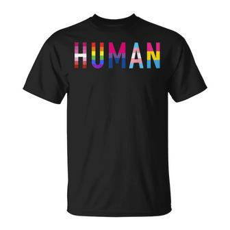 Man With Lesbian Gay Bi Transgender And Pan Flag T-Shirt - Seseable