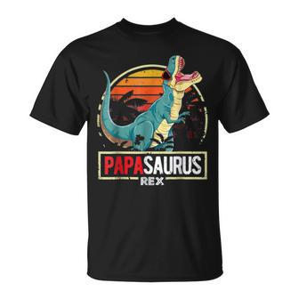 Man Papasaurus Rex Top For Men Retro Family Present For Dad T-Shirt - Monsterry AU