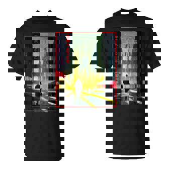 A Man Walks Cyberpunk City Japanese Text Futuristic Costume T-Shirt - Thegiftio