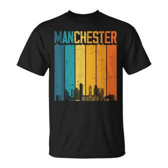 Manchester England Retro Vintage Sunset Skyline Manchester T-Shirt - Thegiftio UK