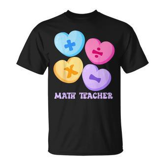 Math Hearts Candy Happy Valentines Day Math Teacher T-Shirt | Mazezy