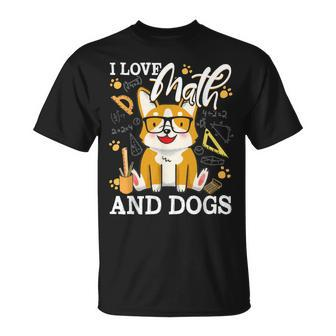 Math Teacher I Love Math And Dogs Mathematician Lover Puppy T-Shirt - Monsterry AU