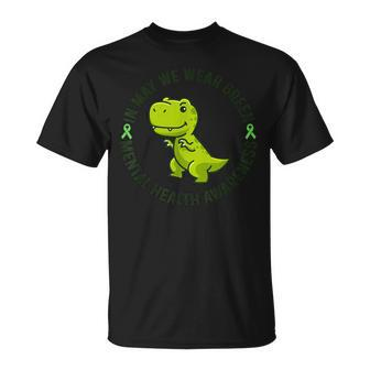 In May We Wear Green For Mental Health Awareness Month T-Shirt | Mazezy