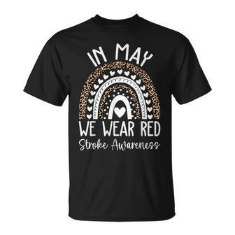In May We Wear Red Stroke Awareness Month T-Shirt - Thegiftio UK