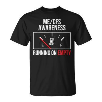 MeCfs Awareness Running On Empty White Letters T-Shirt - Monsterry AU