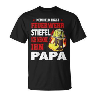 Mein Held Feuerwehrmann Papa T-Shirt, Feuerwehr Motiv Tee - Seseable