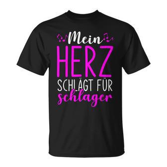 Mein Herz Schlägt Für Schlager Volksmusik Gaudi Festival T-Shirt - Seseable