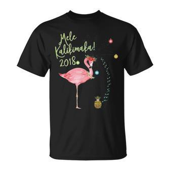 Mele Kalikimaka Flamingo Hawaii T-Shirt | Mazezy