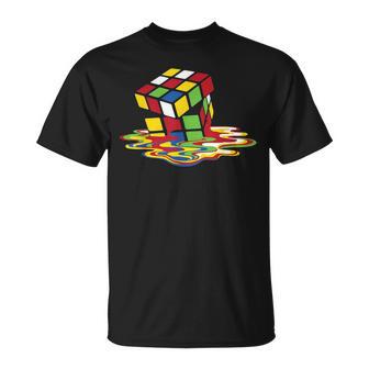 Melting Cube Puzzle Amusant Rétro Rubik Nerd Geek Gamer T-Shirt - Cadeauxyz