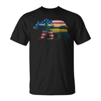 Memorial Day 4Th Of July Flag Usa Bear Fathers Day T-Shirt - Seseable