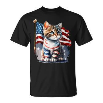 Memorial Day Cat 4Th Of July Patriotic Usa Flag T-Shirt - Thegiftio UK