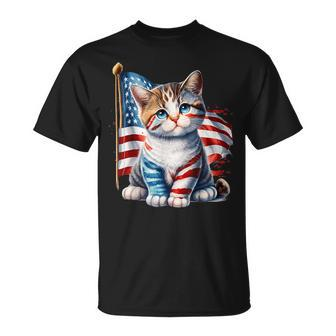 Memorial Day Cat Kitten 4Th Of July Patriotic Usa Flag T-Shirt - Monsterry DE