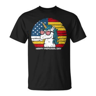 Memorial Day Fathers Vintage Usa Unicorn 4Th Of July T-Shirt - Seseable
