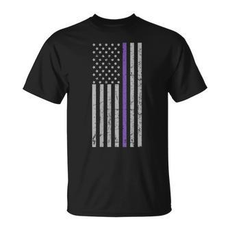 Memories Matter Alzheimer Usa Flag Purple Strip T-Shirt - Monsterry AU