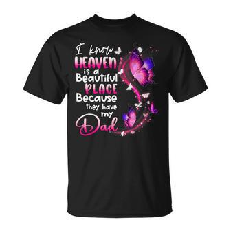 In Memory Of Dad Angel Know Heaven Beautiful Place Memorial T-Shirt - Monsterry