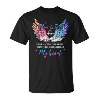 In Memory Of Mom Dad In Heaven Guardian Angel Wings Memorial T-Shirt - Monsterry AU