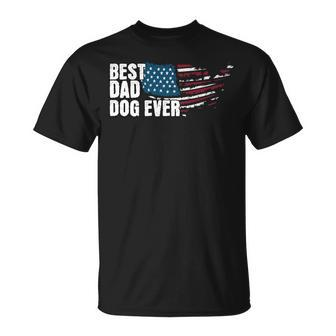 Men's Best Dad Dog Ever Us Flag Daddy Dad Fathers Day T-Shirt - Thegiftio UK