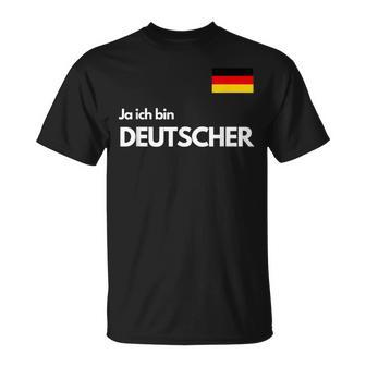 Men's With Ja Ich Bin Deutscher German Black S T-Shirt - Seseable