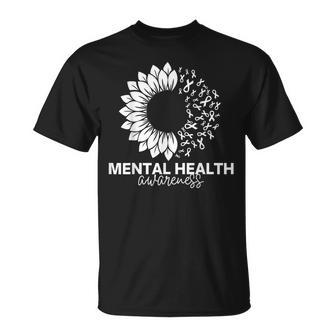 Mental Health Awareness Green Sunflower Mental Health T-Shirt - Seseable