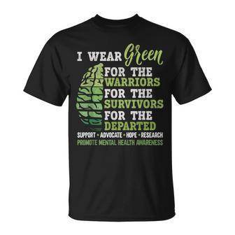Mental Health Awareness Matters Support I Wear Green Warrior T-Shirt - Seseable