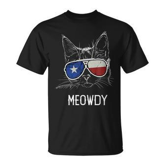 Meowdy Cat Meme Texas Sunglasses With Tx Flag T-Shirt - Monsterry CA