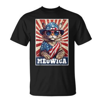 Meowica 4Th Of July Cat American Flag Cat 4Th Of July T-Shirt - Monsterry