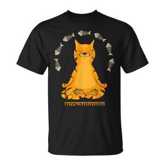 Meowmmm Cat Meditation In Lotus Pose Cute Yoga Cat T-Shirt - Seseable