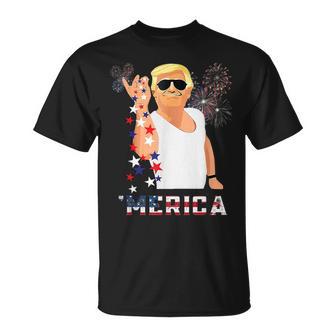 Merica Trump Outfits GlassesFirework 4Th Of July Don Drunk T-Shirt - Monsterry